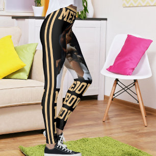 Leggings Personnalisez Pet Cat Maman Cute Black Peach Photo