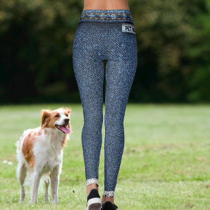Leggings Pet Maam Amoureux des Chats Faux Jean Bleu Moderne