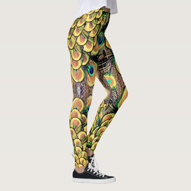 Leggings Pétales Emerald Green et Gold Peacock (Droite)