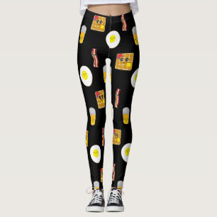 Leggings Petit-Déjeuner, Oeufs Frits, gaufres, Bacon