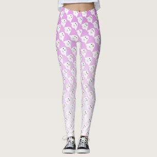 Leggings Petit hibou motif sur pastel rose blanc ombre