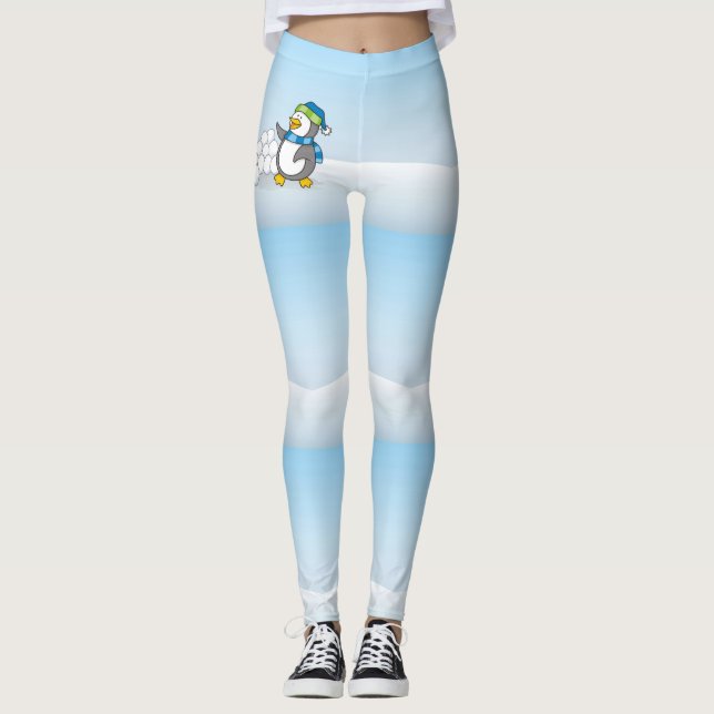 Leggings Petit manchot avec boules de neige agitant (Devant)
