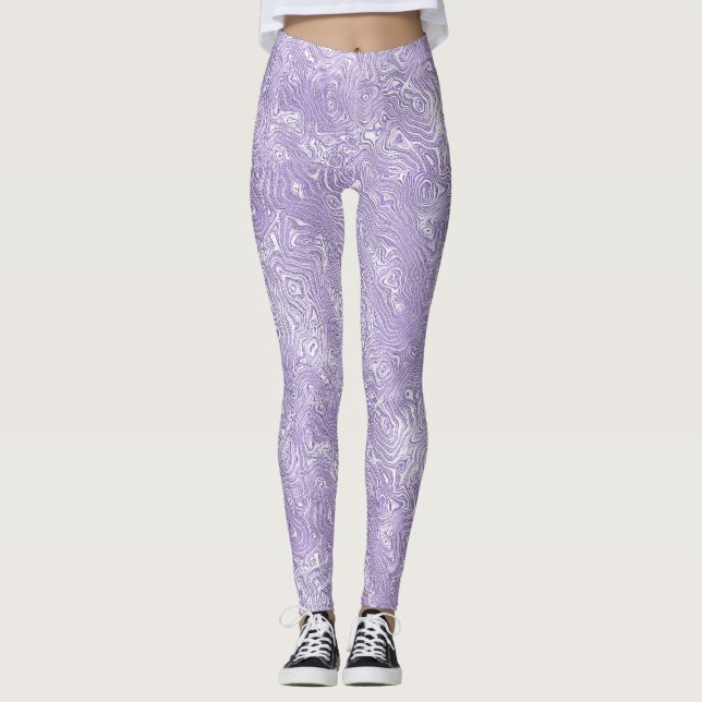 Leggings Petit motif en soie moirée lilas lavande (Devant)