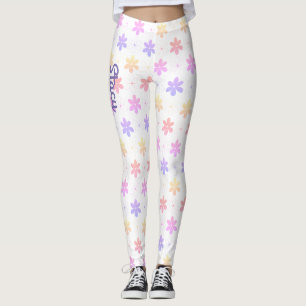 LEGGINGS PETITES FLEURS PETITES FILLES ROSE ROSE JAUNE LILA