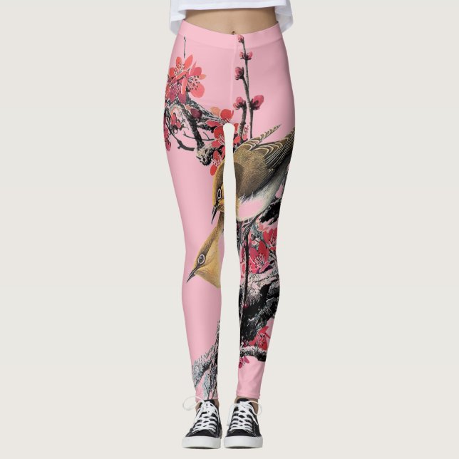 Leggings Petites pattes roses d'oiseaux (Devant)