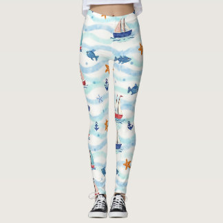 Leggings Petits bateaux à voile Ancres de poisson Starfish 