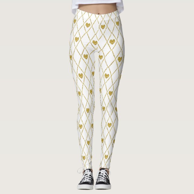 Leggings Petits Coeurs de Parties scintillant Or (Devant)
