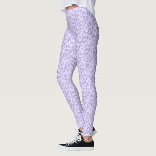 Leggings Petits Coeurs Violets Motif Sur Pastel Purple (Gauche)