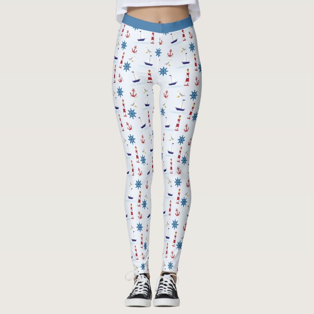 Leggings Phare Nautique tendance Voilier Yoga (Devant)