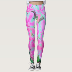 Leggings Phlox de jardin tourbillon de menthe poivrée rose 