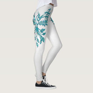 Leggings Phoenix bleu turquoise se lève sur l'argent