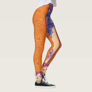 Leggings photo d'un motif orange et bleu