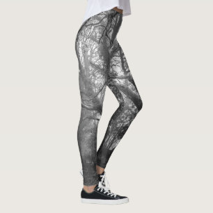 Leggings Photographie noir et blanc de la forêt éffrayante