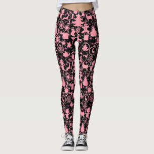 Leggings Photos de Noël en Pink Black BG