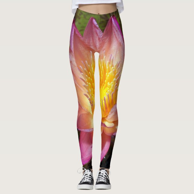 Leggings Photos Pink Water Lily (Devant)