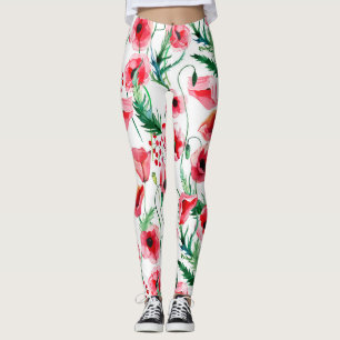 Leggings Photos rouges : aquarelle illustration florale