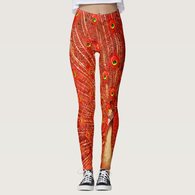 Leggings Pic Rouge Disposant De Ses Plumes Rouges, (Devant)
