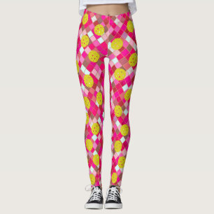 Leggings Pickleball Géométrique Diamant rose coloré