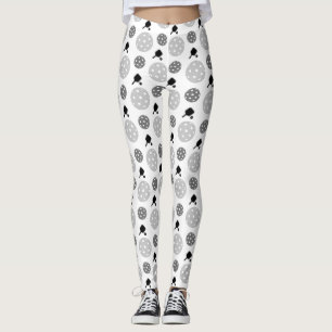 Leggings Pickleball Paddle gris blanc Racket Motif Ball