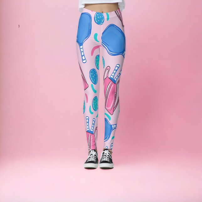 Leggings Pickleball Paddles et boules Pink Preppy (Créateur téléchargé)