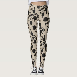 Leggings Pickleball Stencil Motif Art