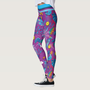 Leggings Pickleball tropical, magenta
