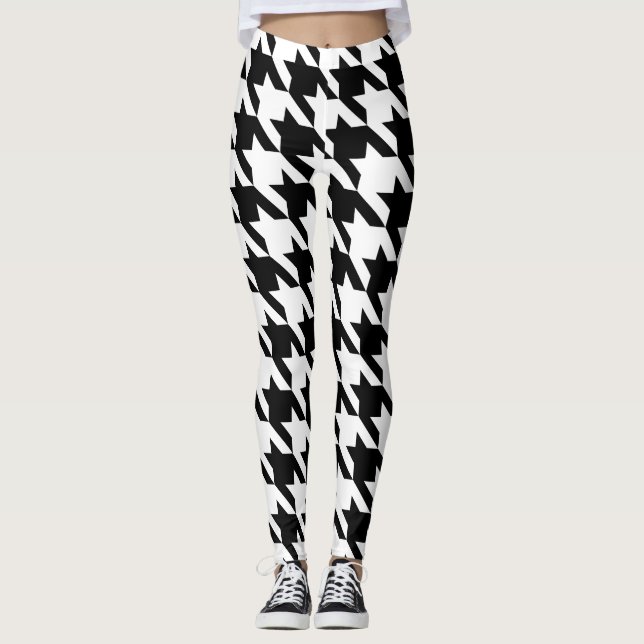 Leggings pied de fond blanc noir (Devant)
