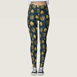 Leggings Pieds et Coeurs bébé en couleur or