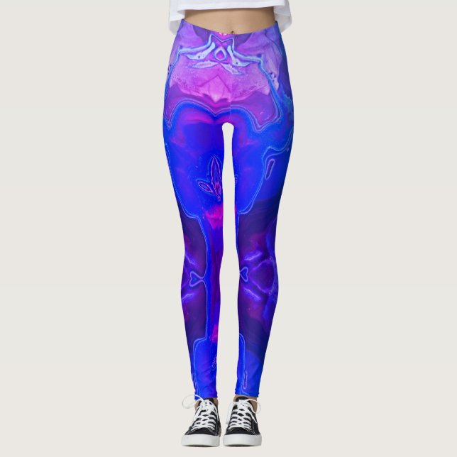 Leggings Pierre brune bleue violette Abstraite (Devant)