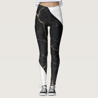 Leggings Pierre noire avec veines or et argent