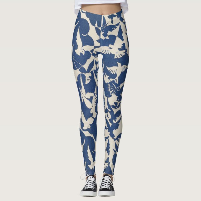 Leggings Pigeons blancs et bleus (Devant)