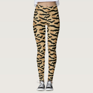Leggings Piges d'or et de tigre noir Imprimer Peau d'animal