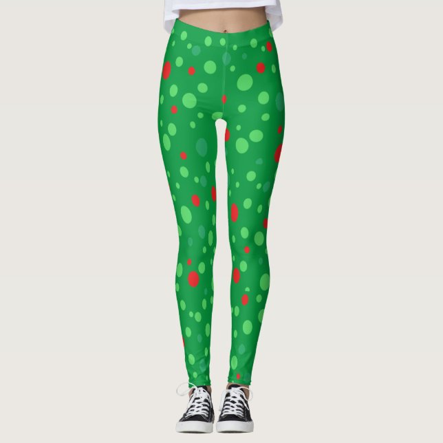 Leggings Piges noires à pointes vert et rouge (Devant)