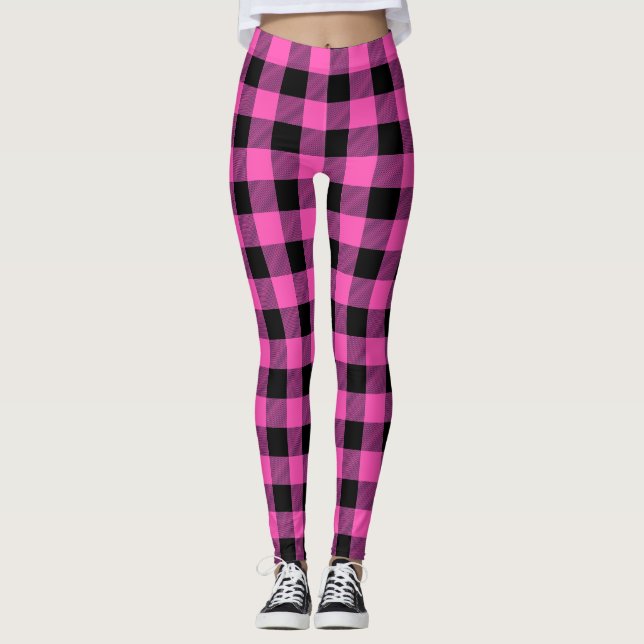 Leggings Pignon Motif rose noir tartan d'été (Devant)