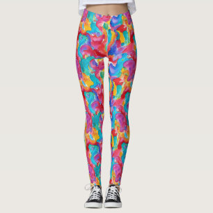 Leggings Pinceau Aquarelle Arc-en-ciel de Couleur Artistiqu