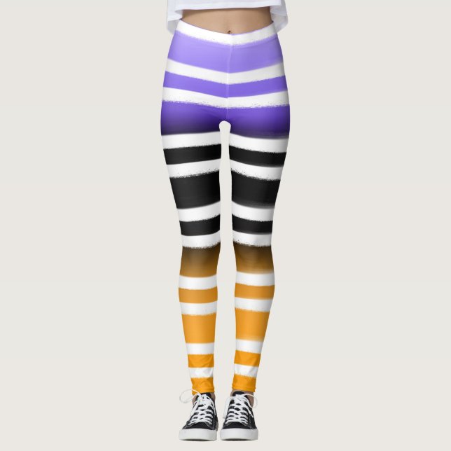 Leggings Pinceau violet noir orange pinceau Halloween (Devant)