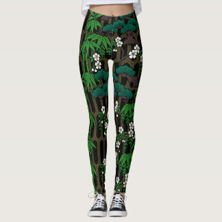 Leggings Pine, bamboo, cherry blossoms and tortoiseshell