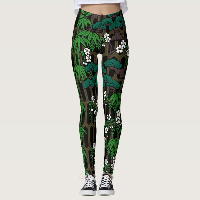Leggings Pine, bamboo, cherry blossoms and tortoiseshell (Devant)