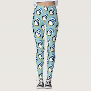 Leggings Pingouin cool de Noël motif d'hiver bleu