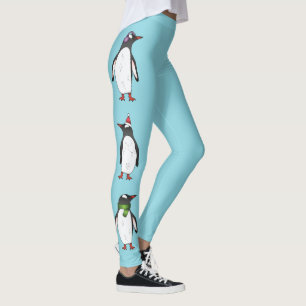 Leggings Pingouins Gentoo De Noël Mignons En Bleu