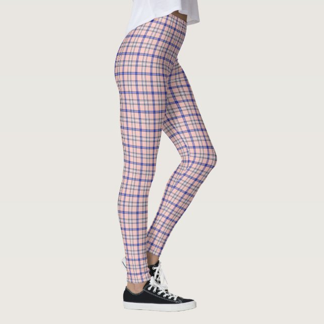 Leggings Pink Blue Plaid Classic Pattern Retro (Droite)