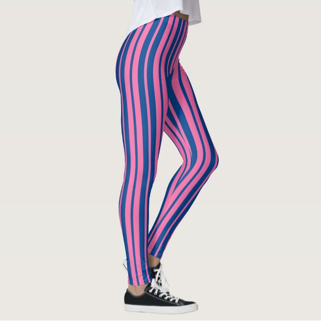 Leggings Pink Blue Stylish Stripes Pattern Design  (Créateur téléchargé)