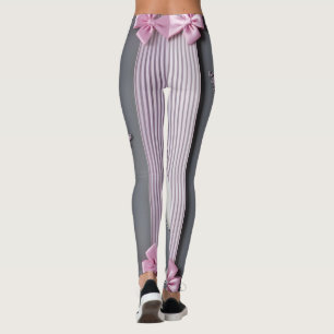 Leggings Pink Bow Cravate rayures art IA