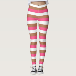 Leggings Pink chaud, blanc et Brown