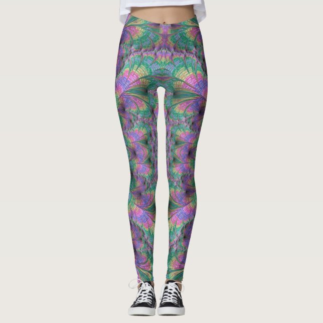 Leggings ~ pink green purple ~ Original (Front)