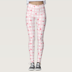 Leggings PInk Plaid avec coeur