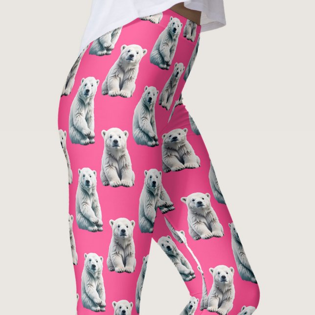 Leggings Pink Polar Bear Pattern Design  (Créateur téléchargé)