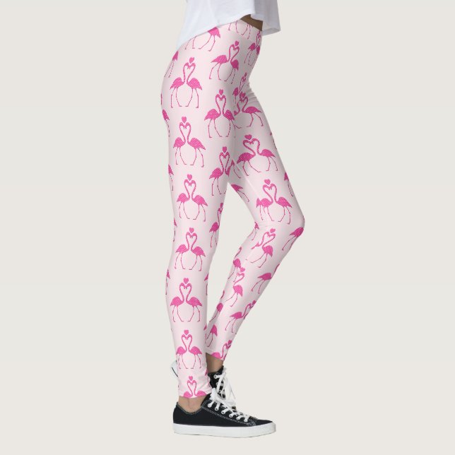 Leggings Pink Polka Dot Flamant rose Valentine's Day Leggin (Droite)