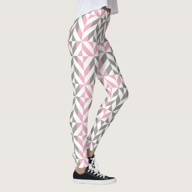 Leggings Pink Raspberry and Silver Geometric ZigZag (Droite)