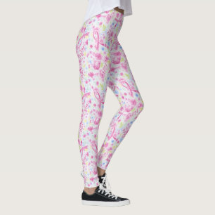 Leggings Pink Ribbon Faith Hope Courage Love Breast Cancer